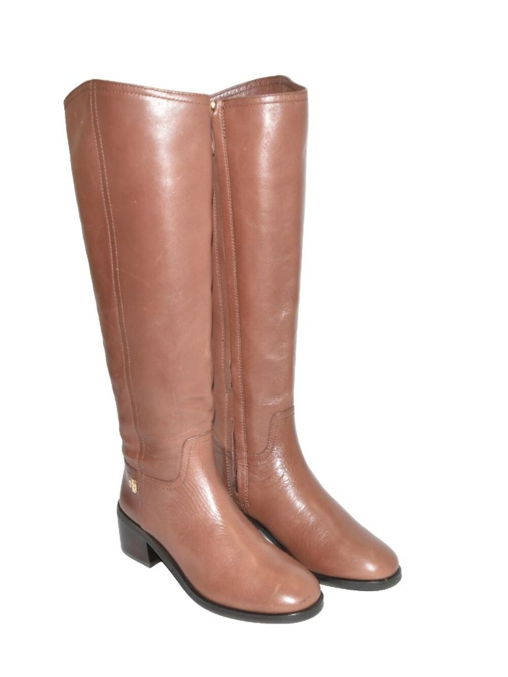 New! Tory Burch Fulton Knee High Boot Dark Sepia Brown Leather Size 7 DD19